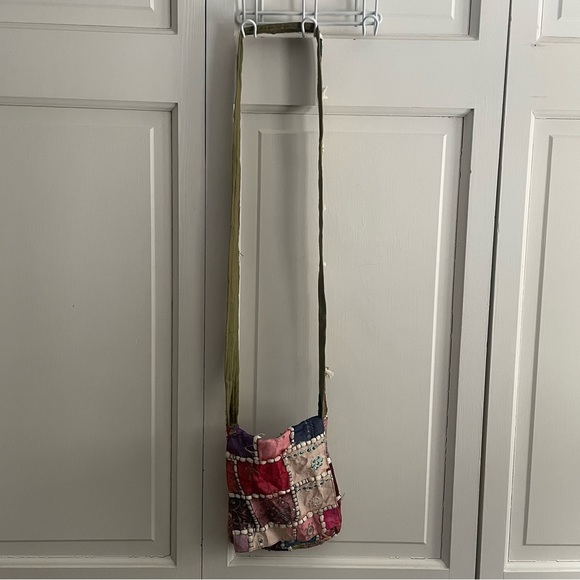 Pier 1 Imports embroidered patchwork satchel purse - Picture 4 of 7